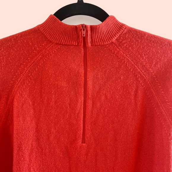 Vintage Designers Originals Tomato Red Acrylic Zip Back Sweater SZ S - Picture 3 of 5